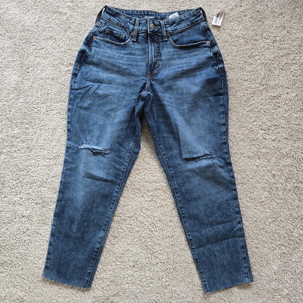 NWT Old Navy High‑rise Curvy OG Straight Secret Slim Pockets Blue Jeans Size 4